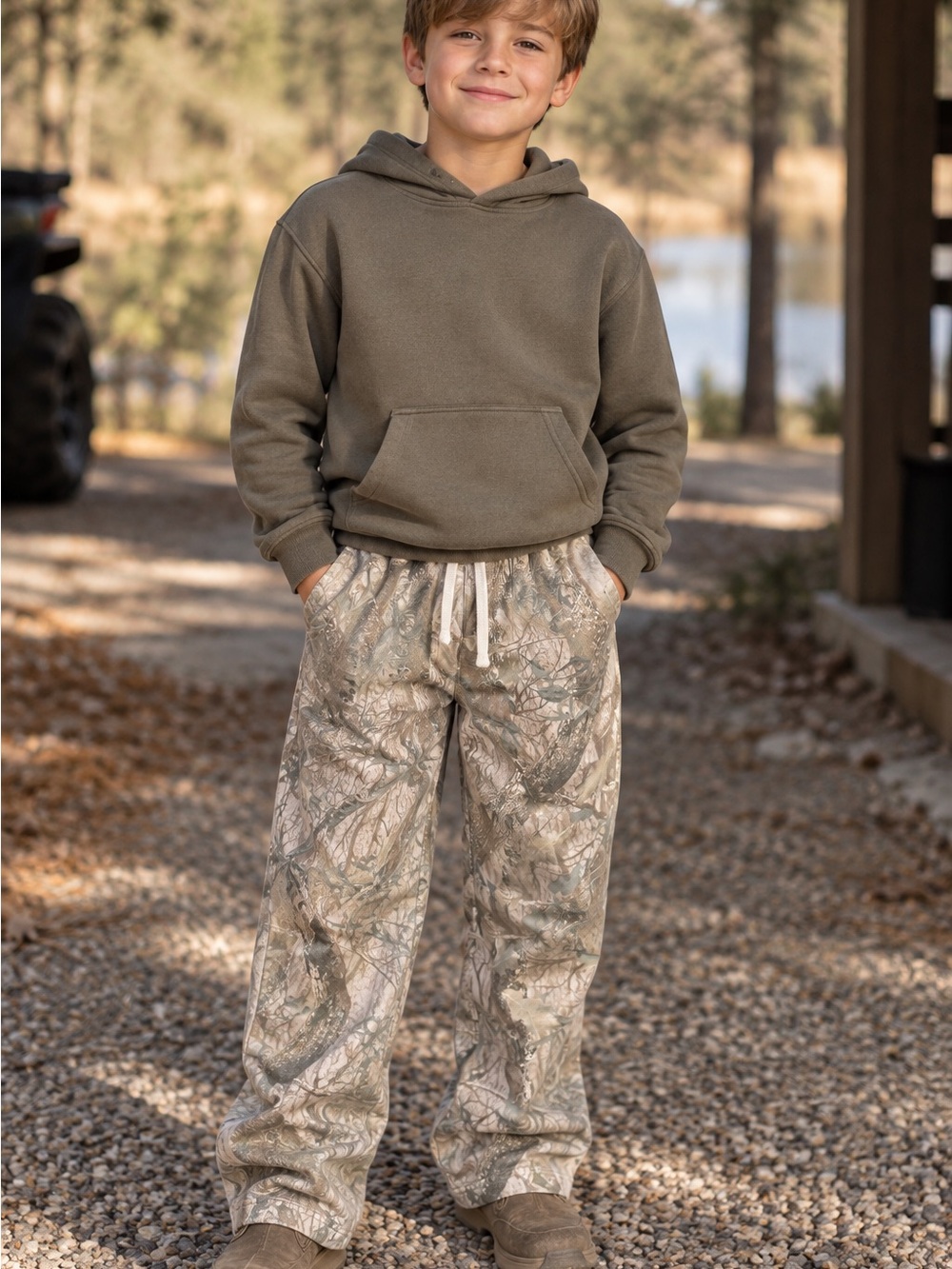 Abercrombie & Fitch Boys Taupe Camo Drawstring Joggers